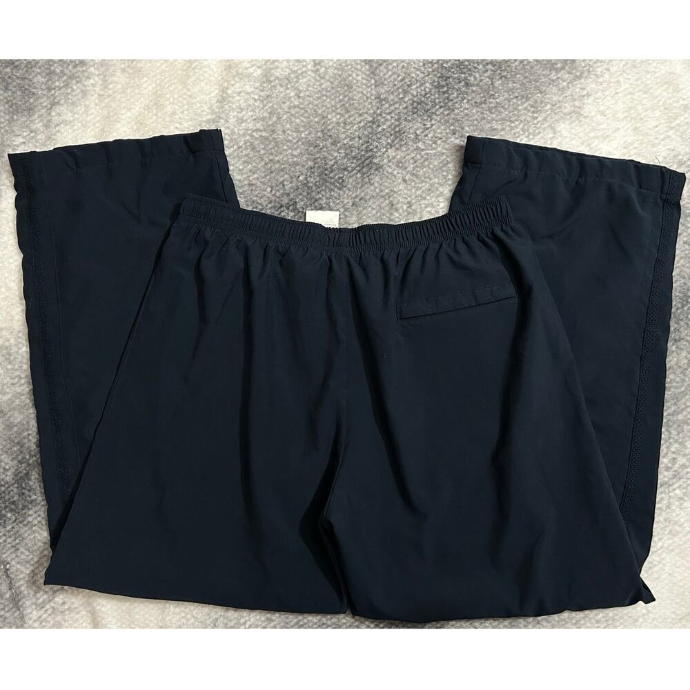 Nike Y2K Women Nylon Lined Track Straight Leg Sweatpants Navy Blue Large 12 - 14 - Picture 2 of 8